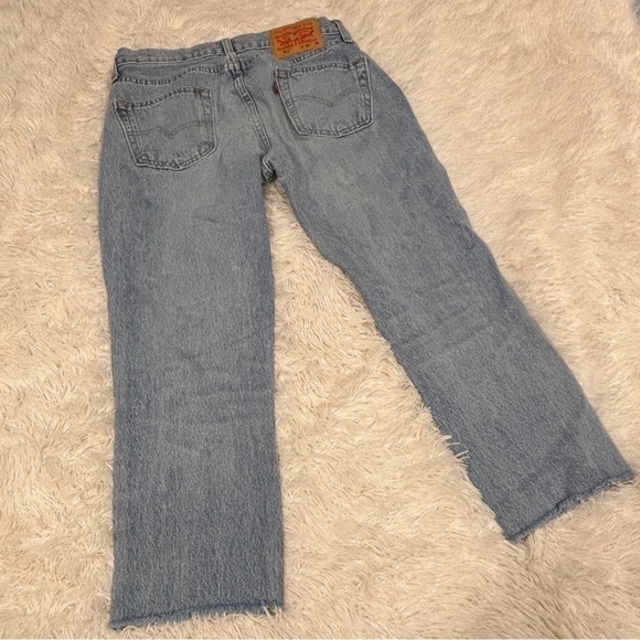 Vintage Levi's 511 Slim Fit Distressed Raw Hem Jeans Light Blue W29 - Picture 9 of 14